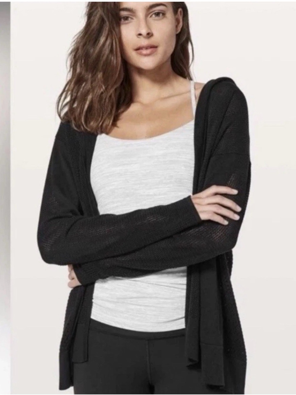 lululemon athletica Black Open-Front Lightweight Cardigan Sz M/L